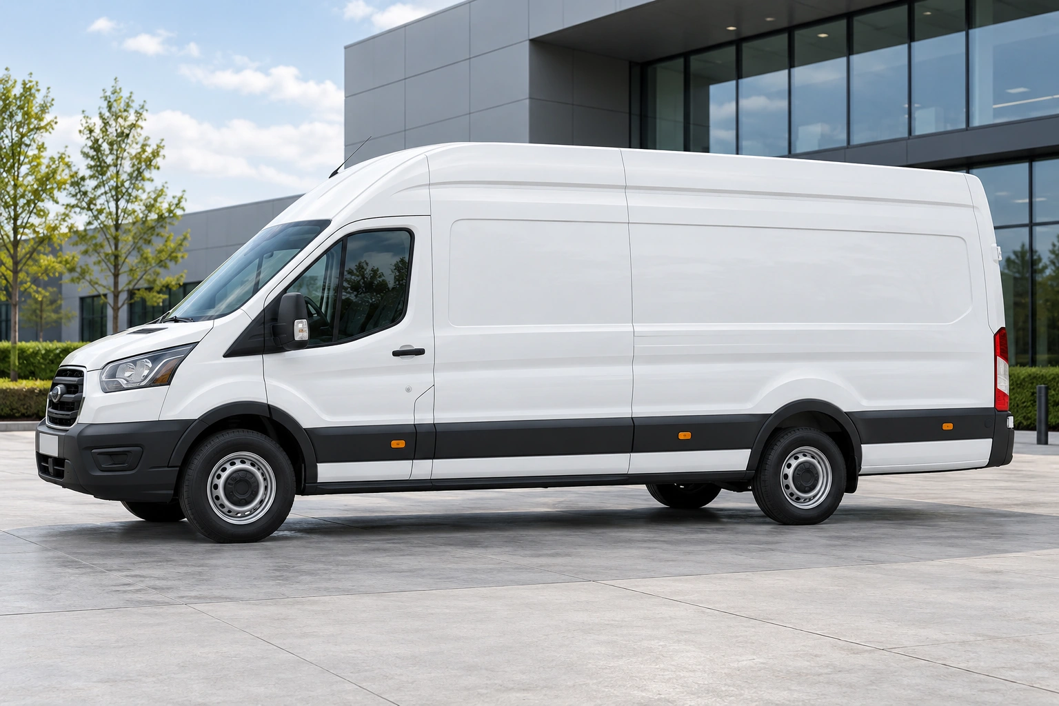 Extra-long wheelbase van, AI-generated vehicle illustration